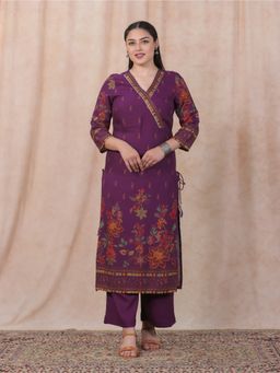 ARAMYA - Women Mauve Viscose Kurta with Palazzo