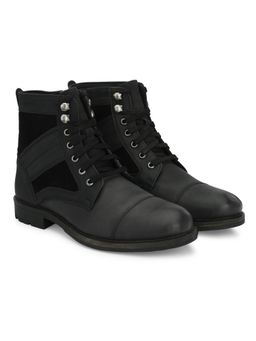 Delize - Men's Black Solid Derby Boots