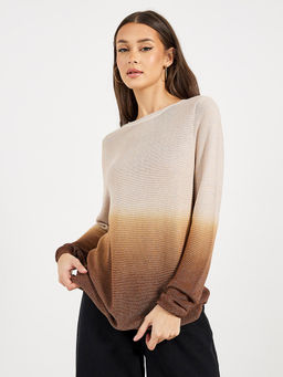 Styli - Women Boat Neck Regular Fit Ombre Sweater