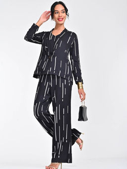 Saltpetre - Women Black Cedar Print Co-Ord (Set of 3)