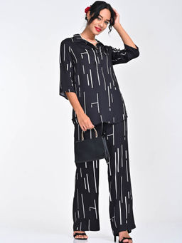 Saltpetre - Women Black Cedar Print Co-Ord (Set of 2)