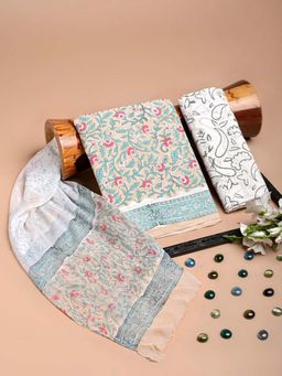 HANDME - Luxe Handwoven Cotton Dress Material with Premium Hand Block Print (Set of 3)