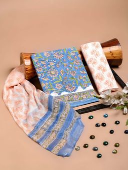 HANDME - Artistry Handcrafted Cotton Unstitched Dress Material (Set of 3)