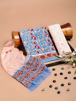 HANDME - Deluxe Handcrafted Floral Cotton Dress Fabric Set (Set of 3)