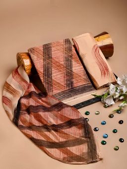 HANDME - Elegant Motif Hand Block Premium Cotton Unstitched Dress Material (Set of 3)