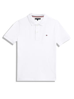 Tommy Hilfiger - Boys Casual White Solid Polo T-Shirt