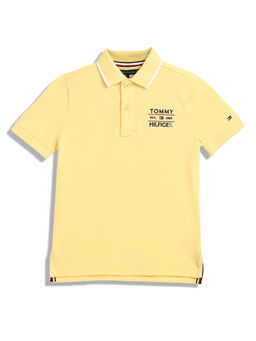 Tommy Hilfiger - Boys Casual Yellow Solid Polo T-Shirt