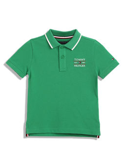 Tommy Hilfiger - Boys Casual Green Solid Polo T-Shirt