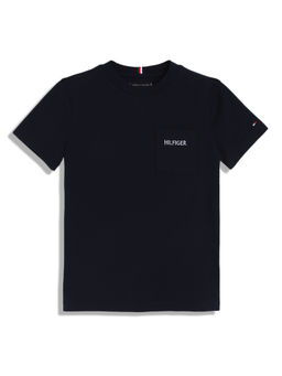 Tommy Hilfiger - Boys Casual Navy Blue Solid T-Shirt