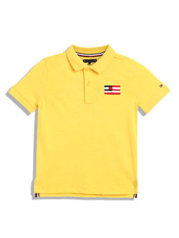 Tommy Hilfiger - Boys Casual Yellow Solid Polo T-Shirt