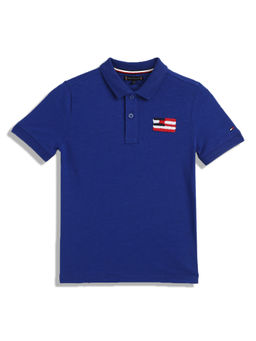 Tommy Hilfiger - Boys Casual Blue Solid Polo T-Shirt