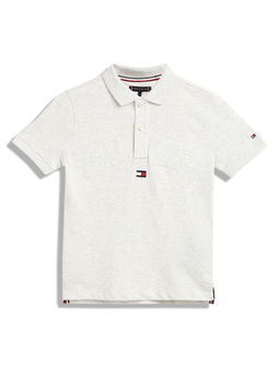 Tommy Hilfiger - Boys Casual Grey Solid Polo T-Shirt