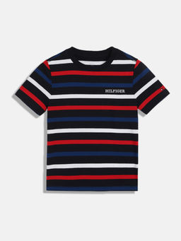 Tommy Hilfiger - Boys Casual Navy Blue Stripes T-Shirt