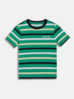 Tommy Hilfiger - Boys Casual Green Stripes T-Shirt