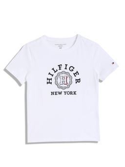 Tommy Hilfiger - Boys Casual White Solid T-Shirt