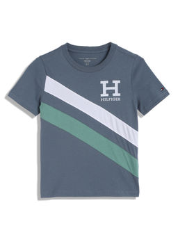 Tommy Hilfiger - Boys Casual Blue Colorblock T-Shirt