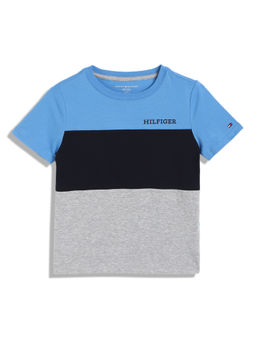 Tommy Hilfiger - Boys Casual Blue Colorblock T-Shirt