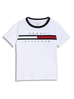 Tommy Hilfiger - Boys Casual White Solid T-Shirt