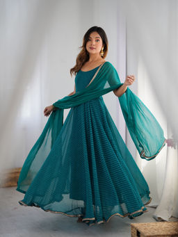 Rangpur - Pine Green Anarkali Kurta With Dupatta (Set of 2)