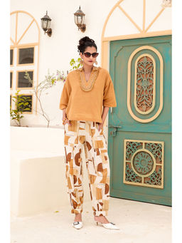 Zolo Label - Tan Brown Abstract Printed Co-Ord (Set of 2)