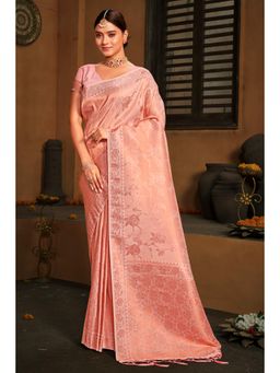 EXCLUSIVA - Peach Banarasi Saree with Unstitched Blouse