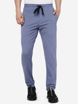 JadeBlue - Men's 100% Cotton Solid Blue Slim Fit Track Pant