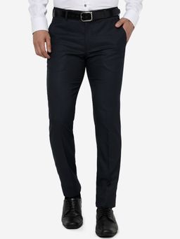 JadeBlue - Men's Terry Rayon Solid Blue Super Slim Fit Formal Trouser