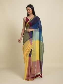 Suta - Multi-Color Plaid Mul Cotton Saree