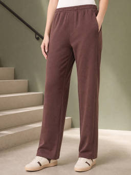 Nobero - Women Beige Solid Straight Fit Pants