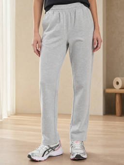 Nobero - Grey Women Regular Fit Pure Cotton Solid Pant