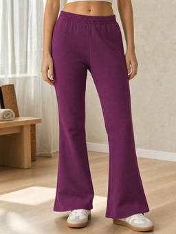 Nobero - Purple Women Pure Cotton Solid Pant