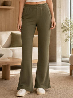 Nobero - Green Women Pure Cotton Solid Pant