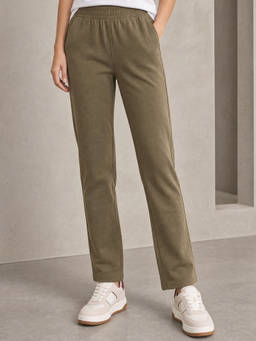Nobero - Green Women Regular Fit Pure Cotton Solid Pant