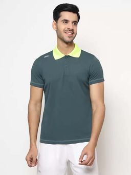 Dida - Men Athletic Dry-Fit Regular Training Sports Teal Polo T-Shirt