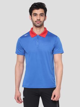 Dida - Men Athletic Dry-Fit Regular Sports Blue Polo T-Shirt