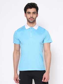 Dida - Men Athletic Dry-Fit Regular Sports Blue Polo T-Shirt