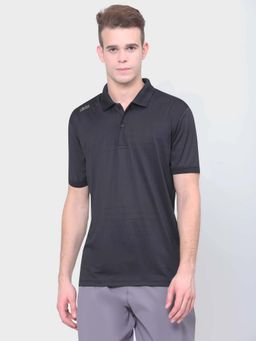 Dida - Men Classic Sporty Regular Fit Activewear Black Polo T-Shirt