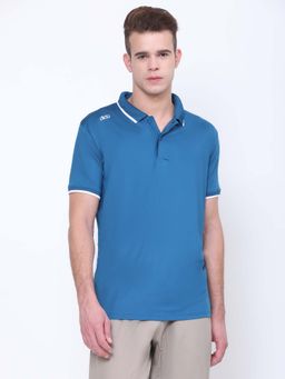 Dida - Men Classic Sporty Regular Fit Activewear Blue Polo T-Shirt