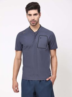 Dida - Men Classic Stretchable Regular Dry-Fit Activewear Grey T-Shirt