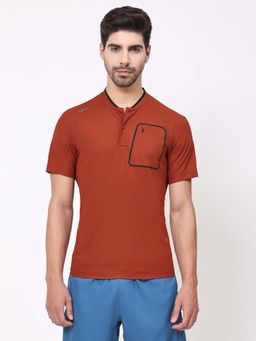 Dida - Men Classic Stretchable Regular Dry-Fit Activewear Rust T-Shirt