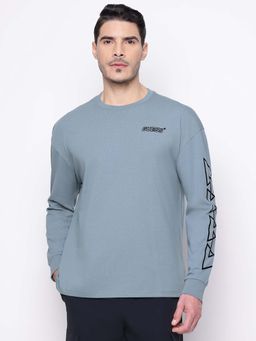 Guess - Men Blue Printed Crew Neck T-Shirt