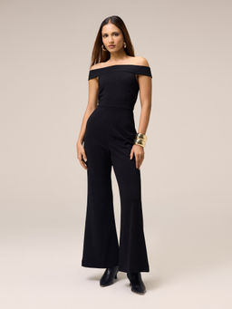 Twenty Dresses by Nykaa Fashion - Black Solid Off Shoulder Jumpsuit