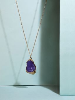 Accessorize London - Women's Purple Celestial Statement Stone Slice Pendant Necklace
