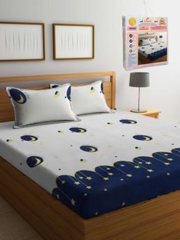 FABINALIV - Cartoon Print 300 TC Cotton Blend Double Bedsheet with 2 Pillow Covers (King)