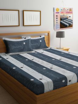 FABINALIV - Geometric 300 TC Cotton Blend Double Bedsheet with 2 Pillow Covers - Multi-Color (King)