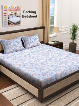 FABINALIV - Nature 300 TC Cotton Blend Double Bedsheet with 2 Pillow Covers - Multi-Color (King)