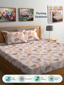 FABINALIV - Floral 300 TC Cotton Blend Double Bedsheet with 2 Pillow Covers - Multi-Color (King)