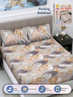 FABINALIV - Nature 300 TC Cotton Blend Double Bedsheet with 2 Pillow Covers - Multi-Color (King)