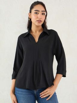 Femmella - Black Pleat Detail Top