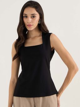 Femmella - Black Square Neck Sleeveless Top